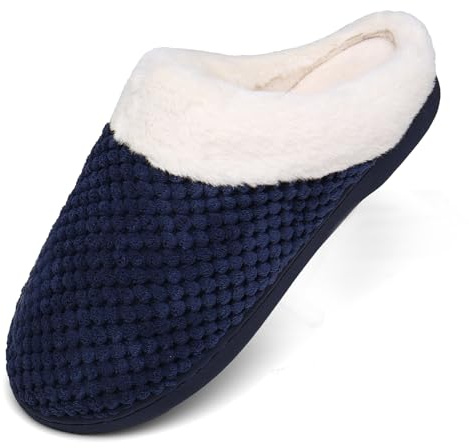 Mishansha Ciabatte da Casa Invernali Donna Uomo Morbida Memory Foam Caldissime Chiuse Pantofole,Blue,38/39 EU