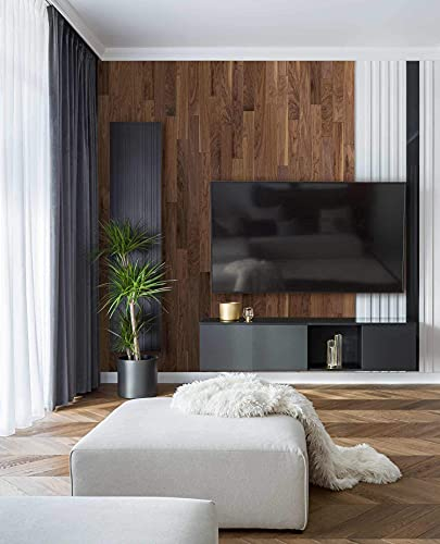 wodewa Wandverkleidung Holz selbstklebend 3D Nussbaum 1m² Wandpaneele Moderne Wanddekoration Holzverkleidung Holzwand Wohnzimmer Küche Schlafzimmer