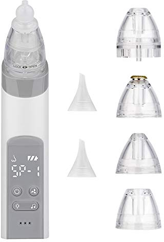 Lepeuxi Aspiratore nasale per Neonati 2 in 1 e aspirapolvere per aspirapolvere aspirapolvere Elettrico aspirapolvere con Display a LED a 3 Livelli di aspirazione