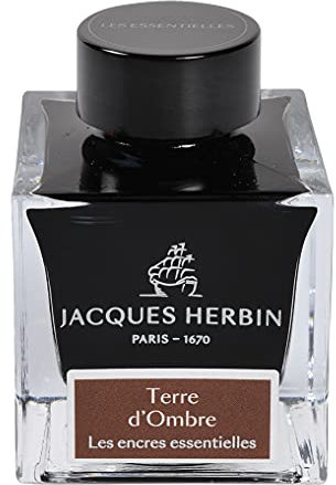 Jacques Herbin 13147JT - Flacon d'encre 50 ml pour stylo-plumes et stylos roller, Terre d'ombre. Fabriqué en France