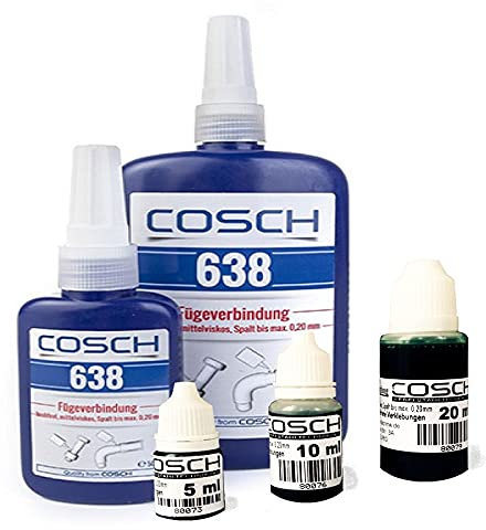 Cosch Edelstahl Kleber, Spezialkleber VA Edelstahlzubehör Geländer Handlauf Fügeverbindung 638 hochfest mittelviskos (20 ml)