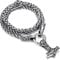 FaithHeart Men Punk Norse Viking Necklace Chunky Necklace, Stainless Steel Mjolnir/Celtic Knot Wolf Head Chain Pendant Amulet Jewelry Gift Packaging, Stainless Steel, Cubic Zirconia