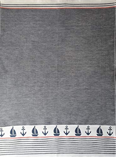 KRACHT Halbleinen Geschirrtuch Jacquard Nordsee dunkelblau Größe ca. 50x70cm