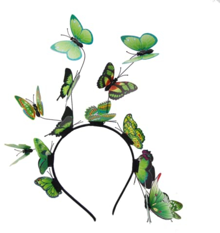 LEEMASING Haarreif für Damen und Mädchen, Party, Fee, Schmetterling, Stirnband, Tiara, Reifen, Fascinator für Schönheitswettbewerbe, Hochzeit, Abschlussball, Geburtstag (grün)