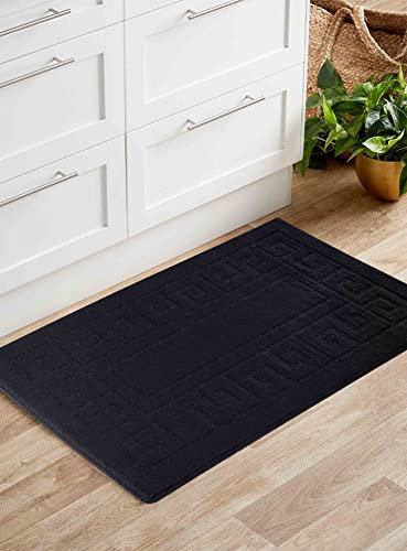 IVY Washable Door Mat Kitchen Mats Non Slip Greek Key Design Kitchen & Hall Runners Doormats, Black, 80x150 cm