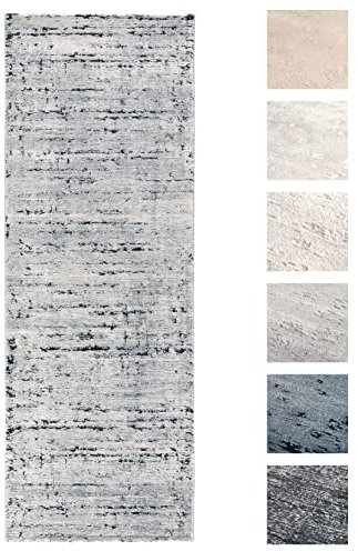 Kurzflor Teppich Laufer Wohnzimmer Dunkelgrau 80 x 300 cm, Moderner Kurzflor Teppich, Super Soft