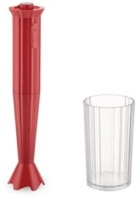 Alessi Plissé MDL10 R - Stabmixer mit Messglas, Thermoplastisches Harz, Europäischer Stecker 500W, Rot