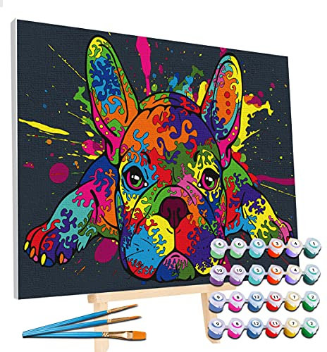 Splat Planet Peinture Par Numéros Bouledogue Français Encadré, Peinture Néon Fluo, Coloriage Par Numéro, Peinture Murale Par Numéros Sur Toile, Peinture Par Numéros Pour Adultes, Enfants 30x40cm