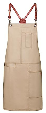 Karlowsky Latzschürze Urban X-Style 68 x 80 cm Lederträger Unisex 100% Baumwolle
