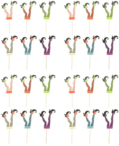 Operitacx 36 Stück Halloween Cupcake Topper - Hexenstiefel, Dekorative Kuchen-Sticks für Party, Käseplatte, Vorspeisen Dekor