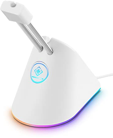 DELTACO GAM-044-W-RGB Gaming White Line WA91 RGB Mouse Bungee - 8 modalità RGB - USB-C - Bianco