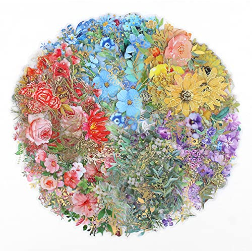 Lychii Scrapbooking Aufkleber, 240 Stück PVC Dekorations Aufkleber mit Natürlichen Pflanzen und Blumen, Klebeaufkleber für Albumhandwerk, Kalenderplaner, DIY-Kunst