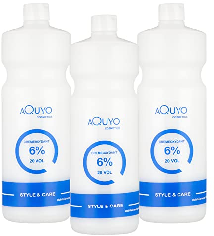 Creme Oxydant Entwickler 6% 1000ml (20 Volumen) für Haarfärbung, Haartönung oder Blondierung (3er Pack) | Oxidationscreme mit Wasserstoffperoxid H2O2 | Oxidant ist frei von Duftstoffen