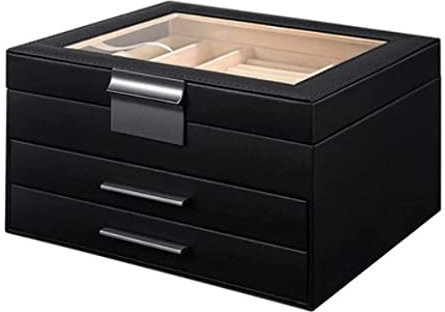Uhrenbox Uhrenetui Uhrenaufbewahrung Schubladen-Schmuckschatulle Mit Durchsichtiger Glasabdeckung, Leder-Aufbewahrungsbox for Halsketten, Uhren, Ohrringe, Schmuck Uhrenrolle Uhrenhalter ( Color : Bron