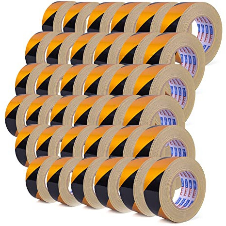 Adhes Reflektierendes Gefahrenband, Gut Sichtbares Klebeband, Sicherheitswarnband, Schwarz/Gelbes, Wasserdichtes Klebeband, FüR Den AußEnbereich, AnhäNger, Boote, Treppen, 50mmx 45.7m,36rolls