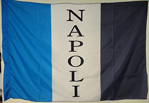 BANDIERA SCITTA NAPOLI TESSUTO SINTETICO CALCIO MISURA 100X140 CM BLU BIANCO AZZURRO