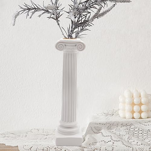 Saihisday Römischer Kerzenhalter aus Kunstharz, griechischer Stil, Statue, Blumenvase, Stumpenkerzenständer, Kerzenständer für Abendessen, Tischdekoration, Geschenk (6,1 x 23 cm)