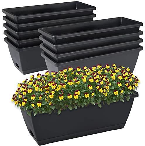 CHUKEMAOYI Macetas rectangulares de plástico para Flores y Verduras de 17 Pulgadas con platillos para Interiores y Exteriores, jardín, Patio, decoración del hogar (Negro)