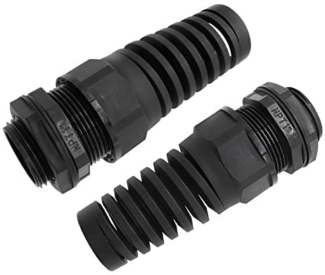LifCratms 2Pcs NPT 1 Black Cable Gland, IP68 Waterproof Nylon Joint Adjustable Locknut Flex Spiral Strain Relief with Gaskets for 18-25mm Cable Range