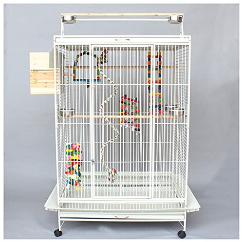 SUNESA Vogelvoliere vogelkäfige Großer Papageikäfig mit stehender Vogelkäfig-Metallgürtel-Feeder Mobile Chassis-Macaw-Mönch-Zuchtkäfig, geeignet for große Papagei-Kanarische Liebesvogel Vogelhaus