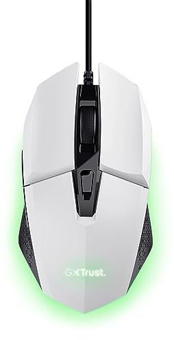 Trust Gaming GXT 109W Felox Ratón Gaming con 6 Botones Programables, Iluminación LED Multicolor, Software Incluido, 200-6400 dpi, Cable USB 150 cm, Mouse Gamer para PC/Portátil - Blanco