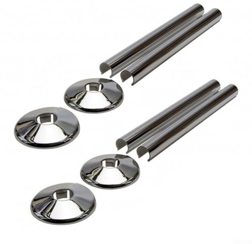 Lot de 8 cache-tuyaux de radiateur - 15 mm (chromé)