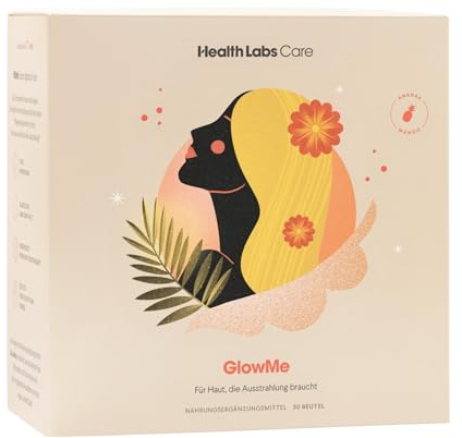 GlowMe Kollagen-Drink mit Hyaluronsäure & OPC – 5000 mg Meereskollagen pro Portion – Hautpflege von innen – Ananas-Mango Geschmack – 30 Sachets – Health Labs Care