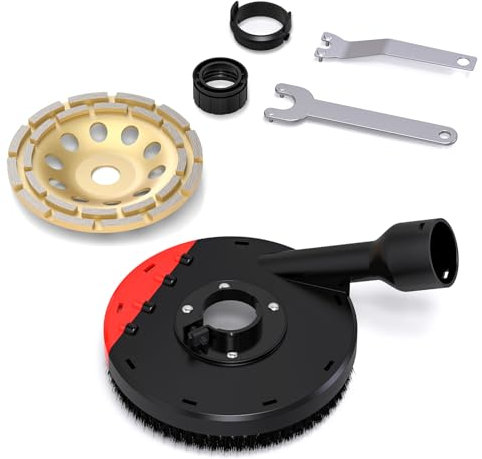 Hancaner Cuffia Aspirazione Smerigliatrici per 115/150mm Smerigliatrice Angolare Sindone, con Copertura Antipolvere, Disco Abrasivo and Chiave Inglese.