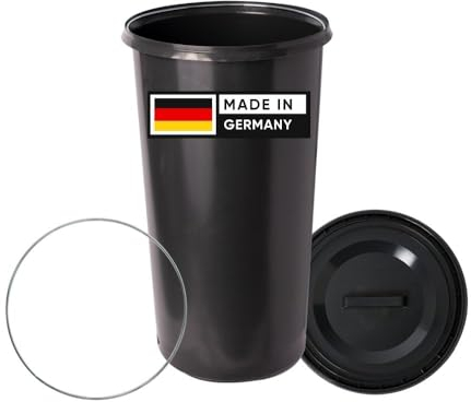 TOPANBIETER 999 60 Liter Mülleimer Sack-Ständer Gelber Sack Eimer Müllsackständer mit schwarzem Deckel - Ring