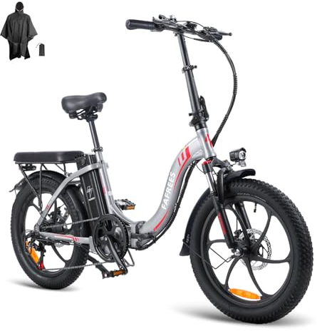 Fafrees E Bike Klapprad, 20 Zoll Electric Fahrrad für Herren/Damen Bis 25 km/h mit 36V 16AH abnehmbarem Akku 250W Motorund, Mountainbike mit 7S Gängen, F20 Grau