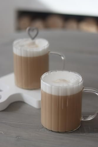 Pretty Little Home Tall Glass Ribbed Mugs - Set of 2