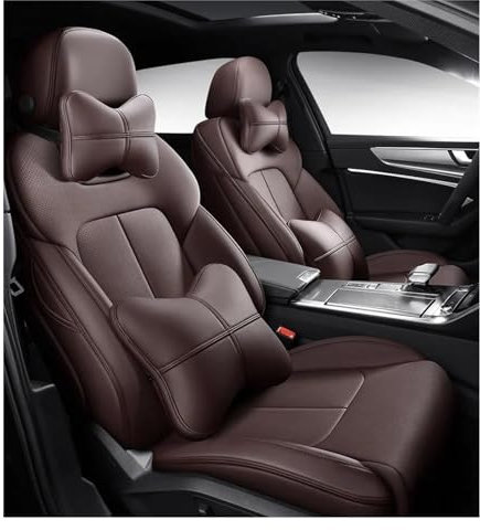Janeepoch Sitzbezüge Benutzerdefinierte Autositzbezug Leder Auto Für Alfa Für Romeo Für Giulia Für Stilfserjoch Autozubehör Sitzkissen Styling Grau Autositzschoner (Color : Brown LUX)