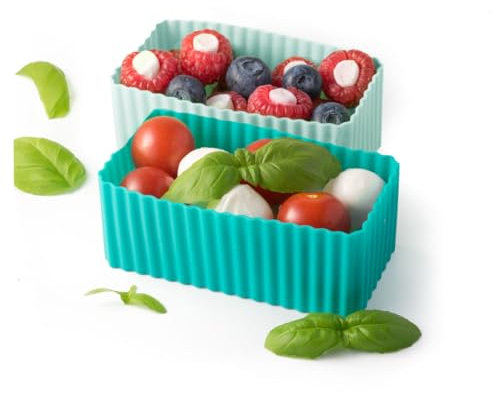 Lekkabox Cups, 2er Set - Silikon Förmchen für saubere Trennung in der Brotdose | Bentobox Lunchbox Zubehör (Ocean)