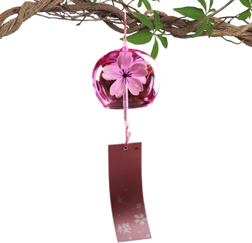 Streysisl Japanische Windspiele,Japanische Windglocken,Romantische Blumen draußen Windglocken | Handgefertigter Anhänger als Wohndekoration, Gartenglocke für drinnen und draußen mit Karte