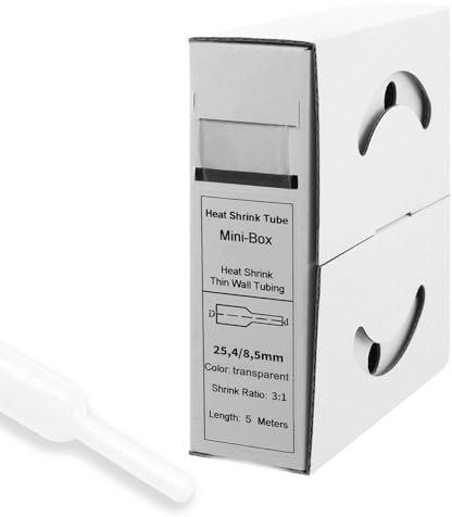 Offgridtec 5m Schrumpfschlauch mit Kleber 24 mm > 8 mm, 3:1 Schrumpfrate, Dual-Wand, Halogenfrei, Flammhemmend, Wasserdichte Kabelisolierung, Leicht zu Schneiden, Inklusive Spenderbox, Transparent