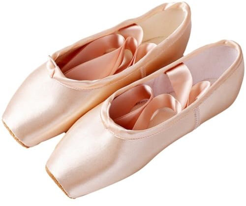 Tsffae Ballet Dance Shoes Adult Strappy Ballet Shoes Ballet Pointe Shoes with Ribbons Ballet Flat Leather Split Sole for Women Girls