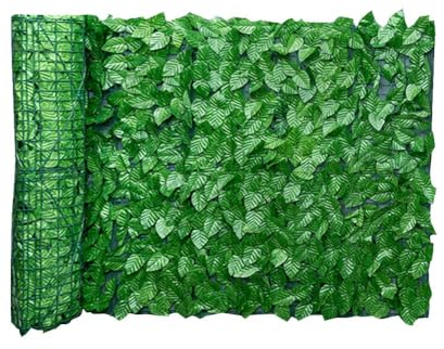 REOVE Artificial Ivy Privacy Fence, 1 * 3m Green Plastic Leaf Fence Panels Artificial Leaf Screen Hedge Privacy Fence Roll Wall Landscaping for Outdoor Decor, Garden(Two - 3m x 0.5m Rolls)