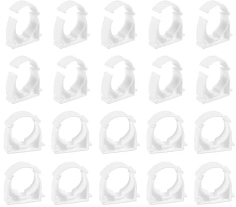 sourcing map 20Pcs PPR Water Pipe Clamps, Plastic U Shaped Pipe Clamps Clips with Fixing Clip Fit for 32mm/1.26 OD Water Pipes and Tubing Hoses Support, White