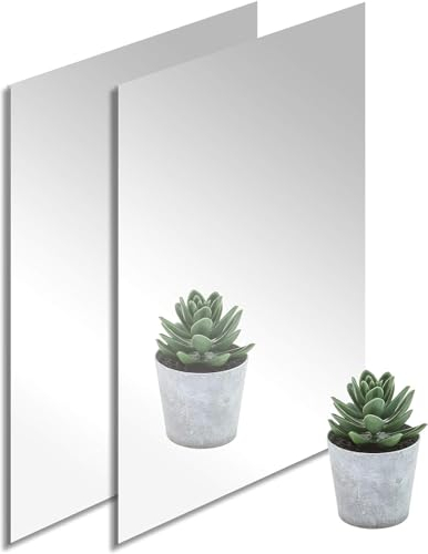 2 specchietti adesivi HD, 30 x 40 cm, grandi, senza specchio in vetro, autoadesivi, fogli a specchio, flessibili, autoadesivi, acrilici, decorazione da parete