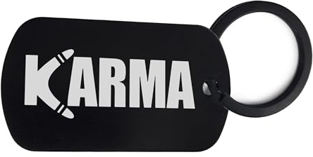 Lauthings Karma Boomerang True Life, Keychain, Keychain, Pin Steel, Dog Tag Key Holder, Schwarz , One size