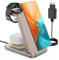 CIYOYO 3 in 1 Induktive Ladestation für Samsung, Kabelloses Ladegerät für Samsung Galaxy S25 S24 S23 Ultra S22 S21 S20 Z Flip Fold 4, Galaxy Watch 7/6/5/5 Pro/4/3, Galaxy Buds 2 Pro-Titanium Grau