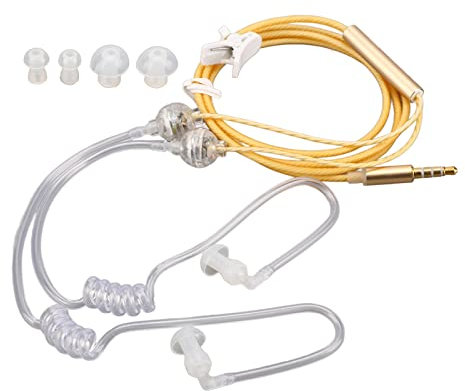 ZJchao Luftschlauch-Kopfhörer, Luftschlauch-Ohrhörer, Ergonomische Strahlungsluftschläuche mit Geräuschreduzierung, Tragbare Binaurale 3,5-mm-Luftschlauch-Headset-Luftkopfhörer für