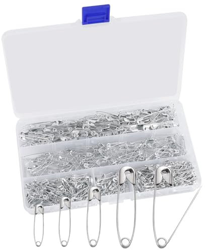 SADOKNS 600 STK. Sicherheitsnadeln - 4 Größen (19/22/28/38 mm) - Sicherheitsnadeln Klein und Groß in Silber, Metall Sicherheitsnadel für Kunsthandwerk, Nähen, DIY, Kleidung