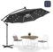 Parasol de jardin déporté - 300 cm/350 cm - Protection UV et imperméable - Parasol de marché rotatif à 360 ° et résistant au vent - Protection solaire pour jardin et terrasse, anthracite, LED, 350cm