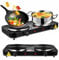 Ccarzzi Electric Hob 2000W Portable Electric Hot Plate with Double Hotplates for Cooking, Independent Adjustable Dual Temperature Controls, for Home Camping Travelling