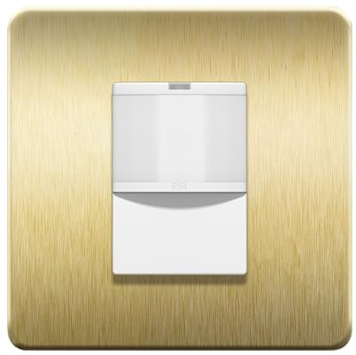 LIDER PIR Motion Sensor Light Switch, Occupancy/Vacancy Modes | Durable Metal Plate Cover, No Earth No Neutral, Adjustable Time Delay, UKCA Certified, Brushed Brass