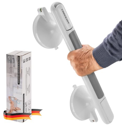 Mannicix Shower Grab Rails, Suction Cup Grab Bars for Bathtubs and Bathroom, 33 CM Hand Rails for Elderly for Elderly, Senior, Disabled, Strong Bathtub Shower Handles, No Drilling, Disability Aids