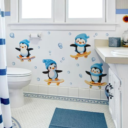 Wandtattoo Blauer Pinguin Wandsticker Wanddeko für Wohnzimmer Schlafzimmer Sofa Hintergrund,Wandaufkleber Kinderzimmer Mädchen und Jungs,Wandaufkleber Diy Wandkunst Dekor