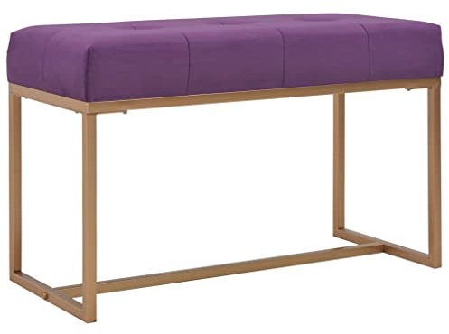 Fangmaliuyun Sitzbank Flur Lila Samt 80x36x45 cm mit goldenem Eisenrahmen, Modernes Design & Robustheit, platzsparende Kleine Bank for Wohnzimmer, Schlafzimmer, Esszimmer