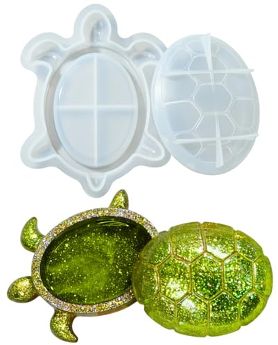 UR URLIFEHALL 3 Sets Epoxidharz Aufbewahrungsformen Schildkröte Silikon Schmuckschatulle Formen mit Deckel für Aufbewahrung Halskette Handwerk DIY Kerzenhalter